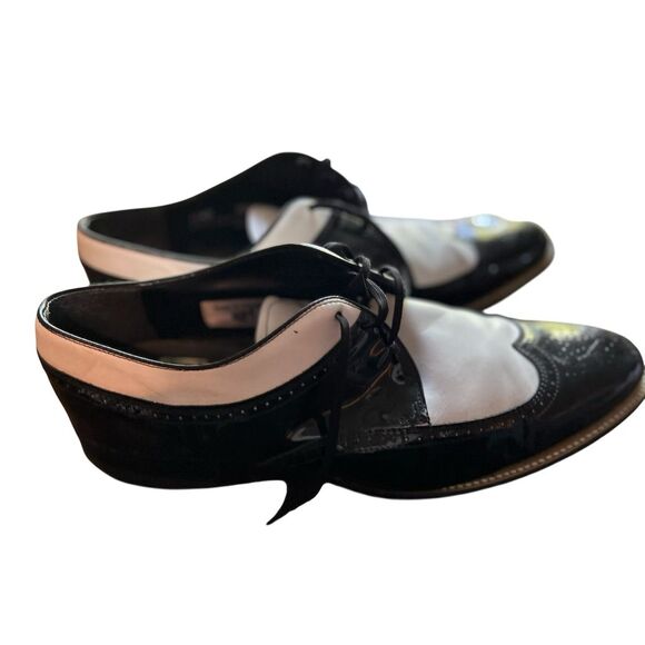 Stacy Adams Men's Oxford Wingtip Dress Shoes Black & White Size 11 1/2 - Picture 1 of 16